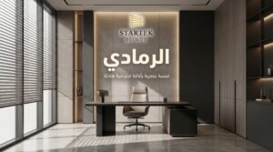 ستائر رمادية للمكاتب الحديثة بتصميم أنيق توفر تحكم مريح في الإضاءة ولمسة احترافية هادئة